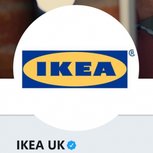 The ikea uk logo with a custom design is shown on a screen.